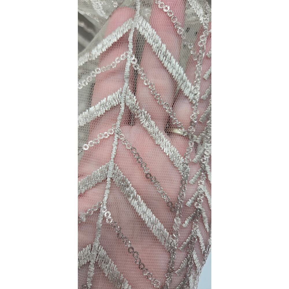 Mac Duggal 20189 Chevron Embellished Long Sleeve Gown Taupe Size 16 Formal - Picture 14 of 16